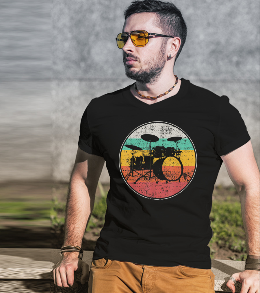 Drumset Vintage Retro Drums Drummer Band T-Shirt