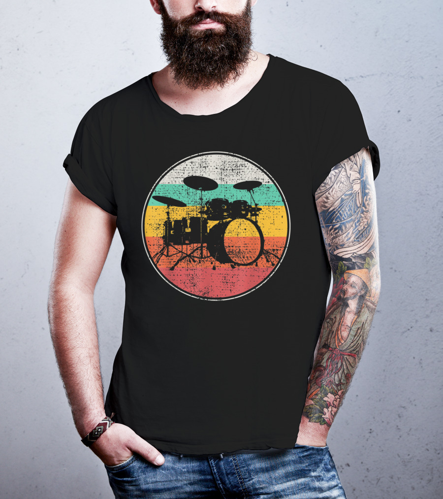 Drumset Vintage Retro Drums Drummer Band T-Shirt