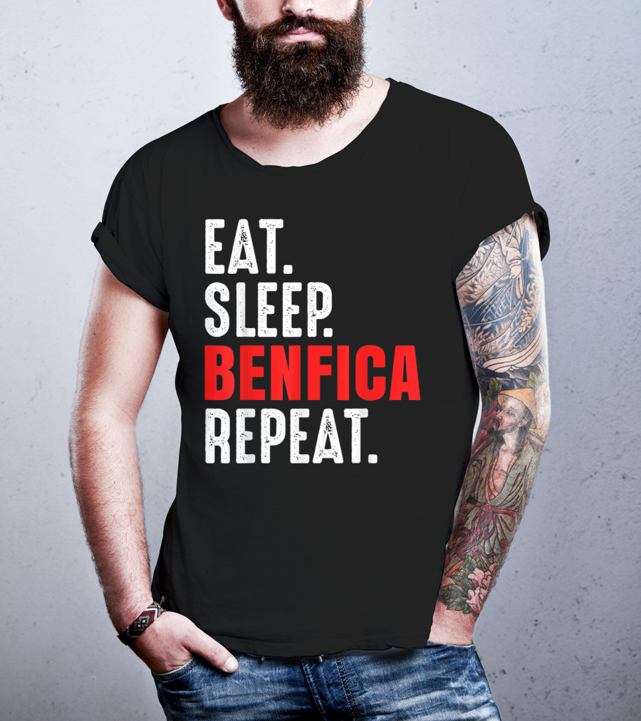 Eat Sleep BENFICA Repeat Soccer Football Fans Portugal T-Shirt
