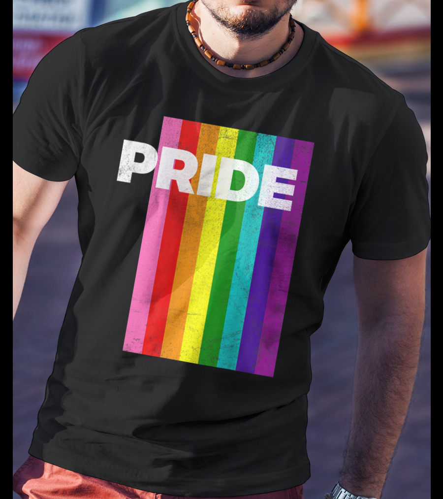 PRIDE Distressed Rainbow Stripes T-Shirt