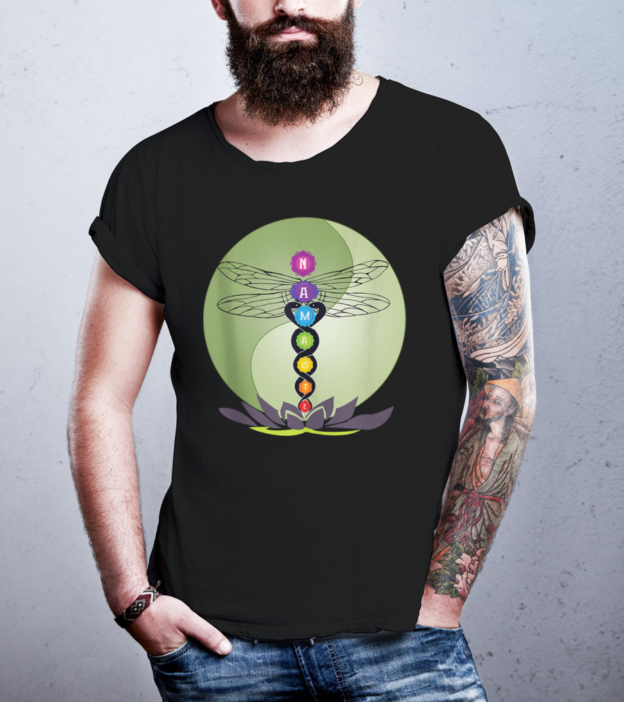 Namaste Chakra Dragonfly With Lotus And Yin Yang T-Shirt