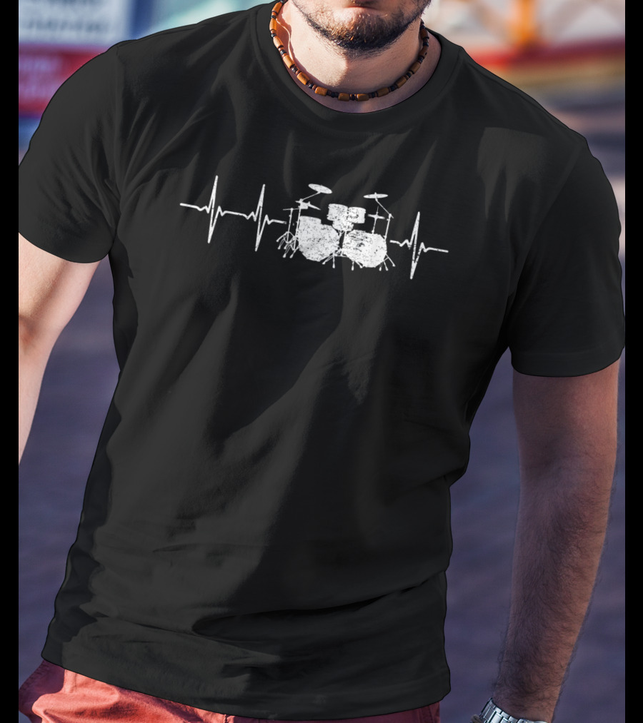 Heartbeat Drums Rock Music Lover Band T-Shirt