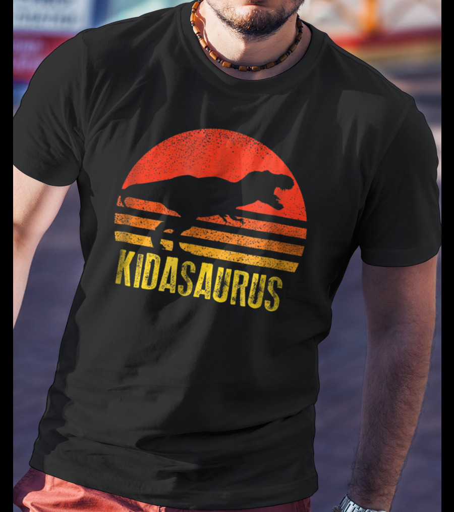 Kidasaurus Dinosaur Silhouette Vintage Sunset T-Shirt
