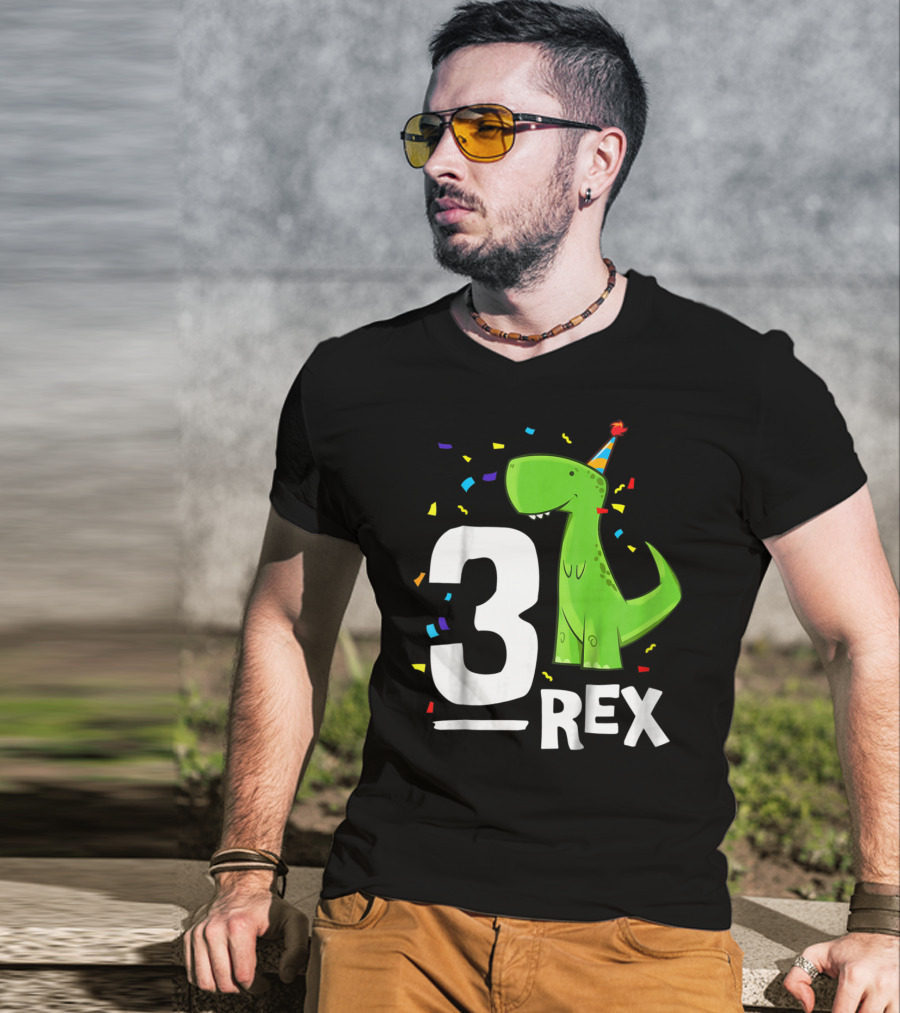 3 Rex Kids Threerex Birthday Party Dinosaur T-Shirt