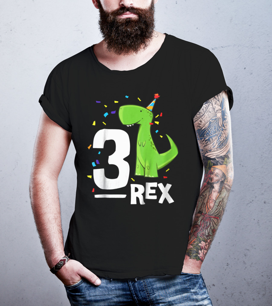 3 Rex Kids Threerex Birthday Party Dinosaur T-Shirt