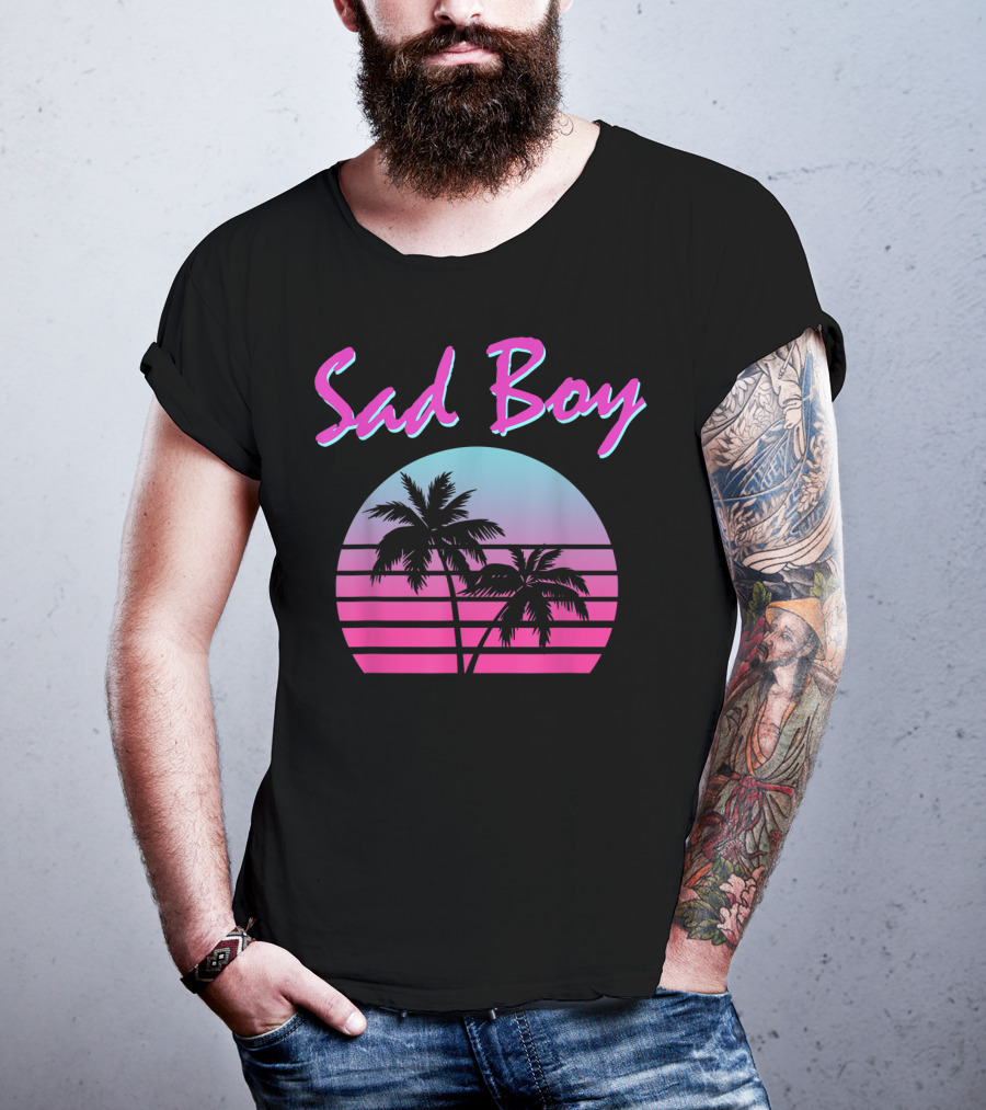 Sad Boy Aesthetic Vaporwave 90s 80s Palm Trees Sunset T-Shirt