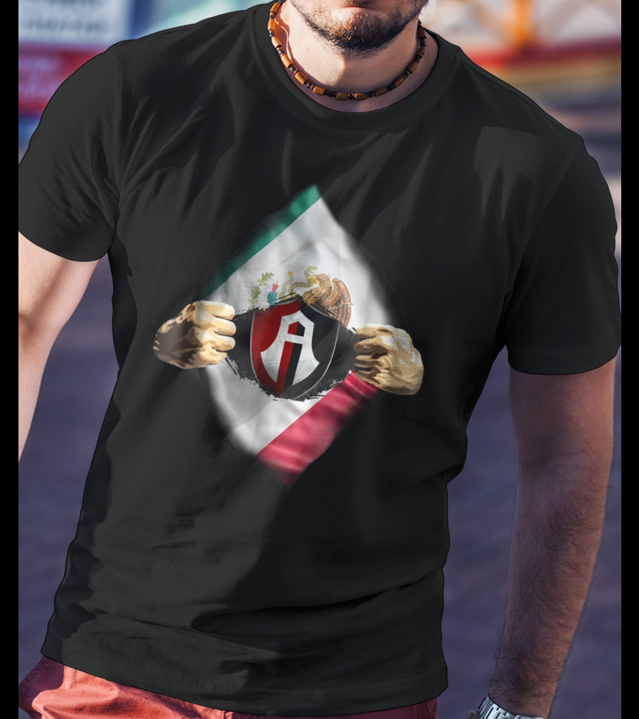 Atlas Heartbeat Love Funny Fan Atlas FC Mexican Flag Emblem T-Shirt