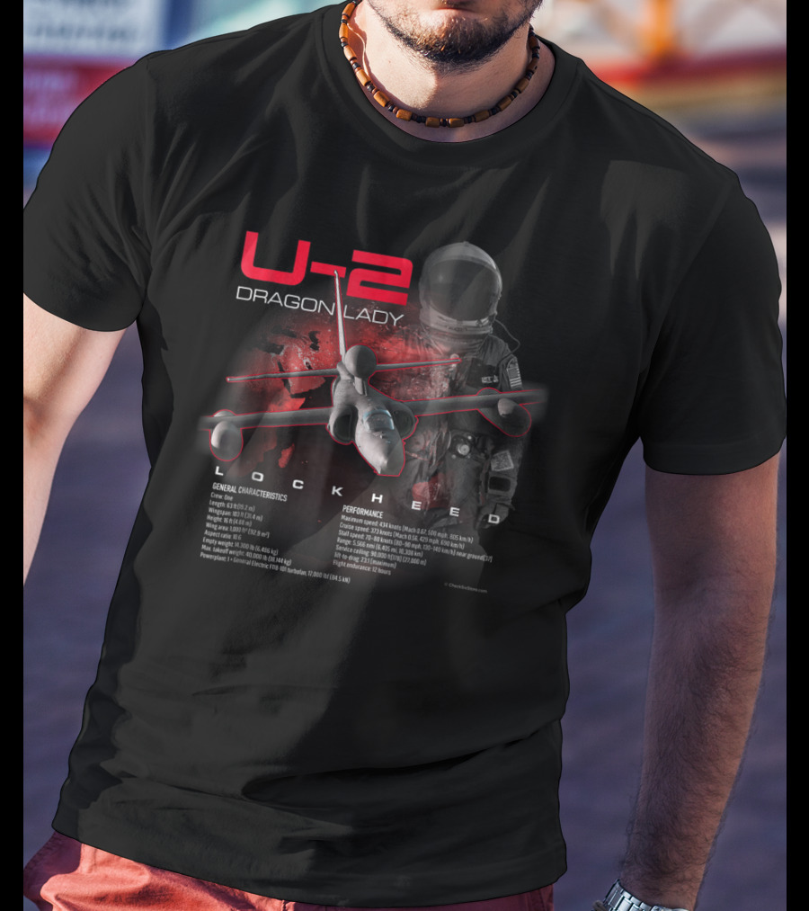 U-2 Dragon Lady Lockheed Spy Plane Pilot And Aircraft Performance Data T-Shirt