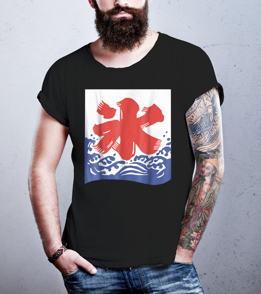 Kakigori Japanese Shaved Ice Kanji Flag With Water Waves T-Shirt