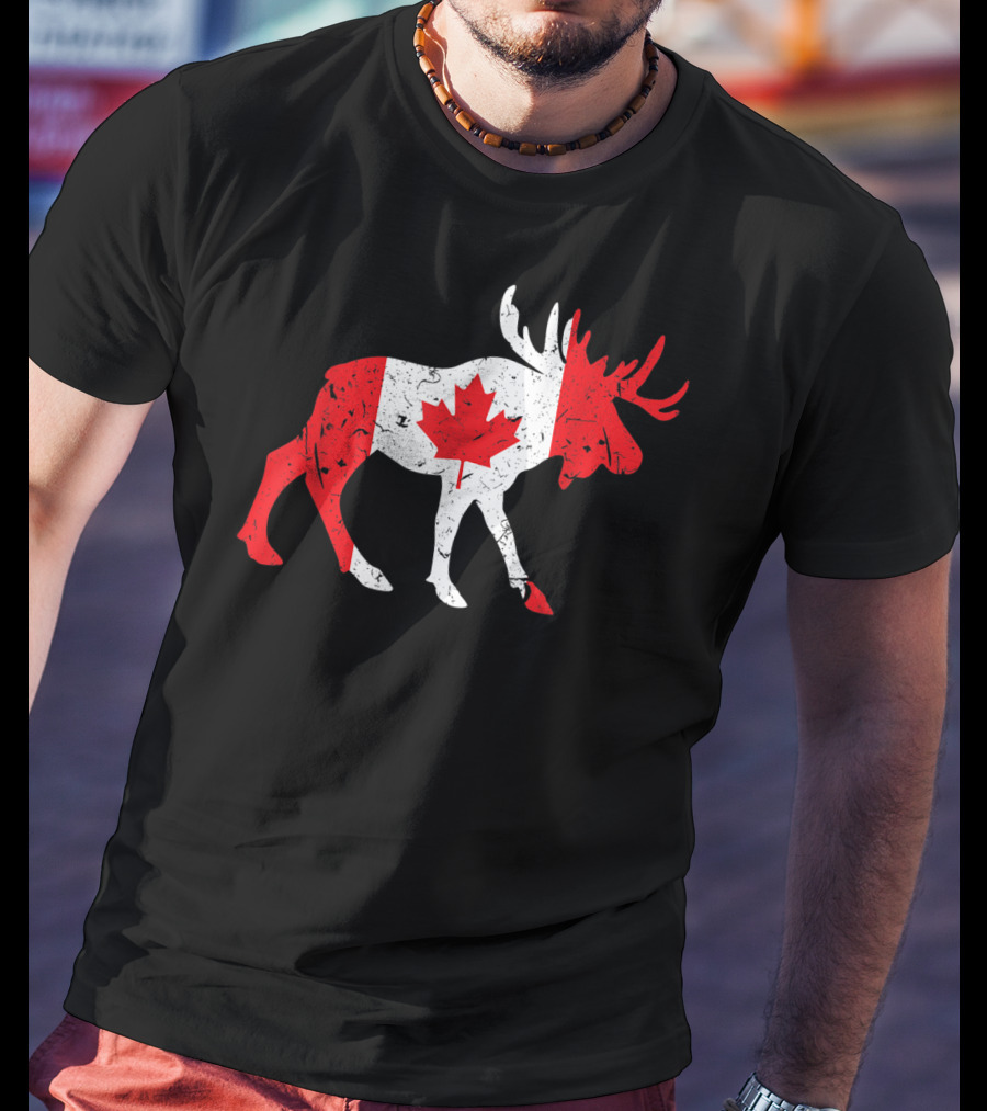 Canada Maple Leaf Moose Canadian Flag Emblem T-Shirt