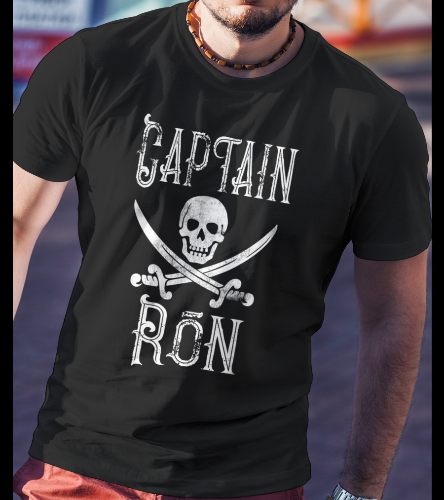 Captain Ron Vintage Pirate Skull And Crossed Swords T-Shirt