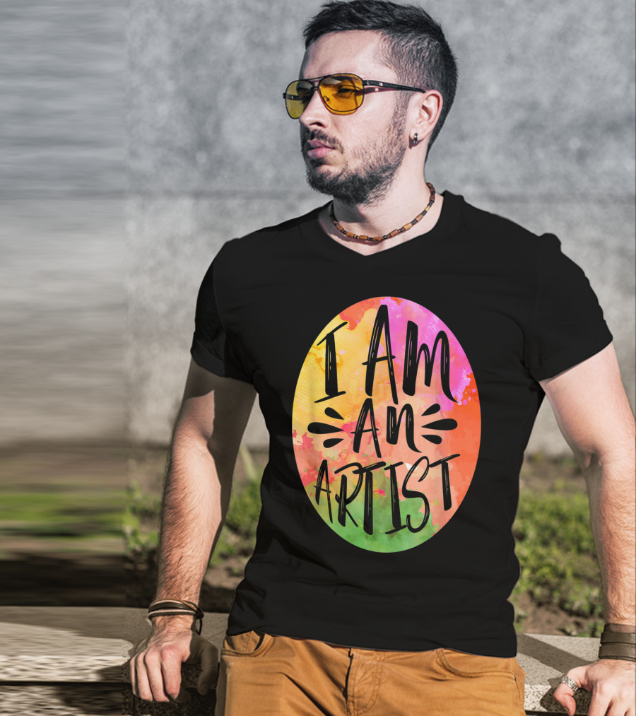 Colorful I Am An Artist Watercolor Paint Splash T-Shirt