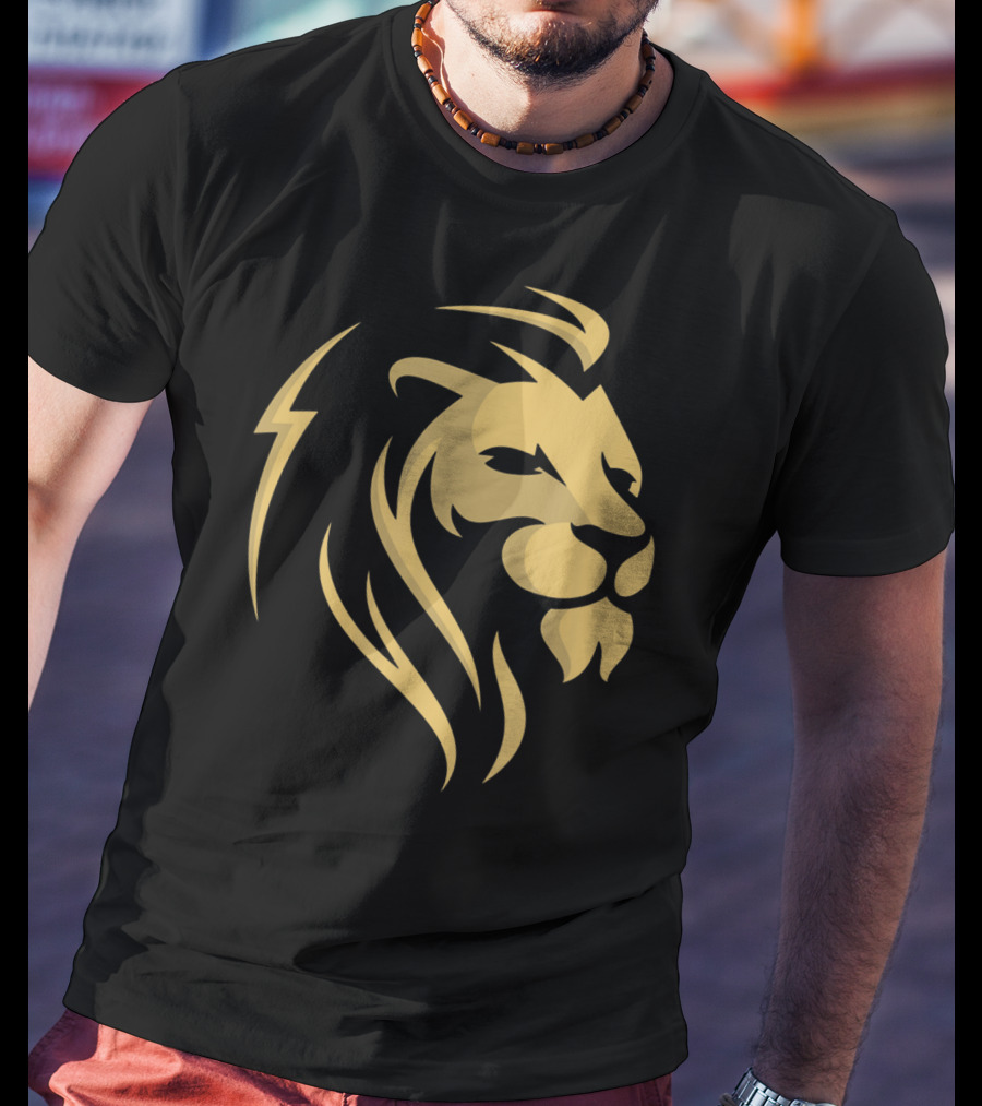 Gold Wilderness Lion Majestic Emblem T-Shirt