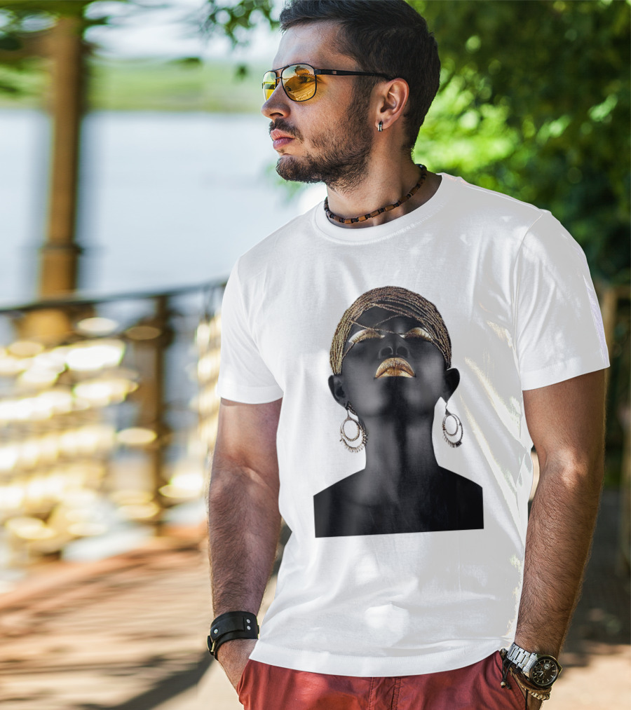 Afrocentric Midnight Queen Regal Gold Embellishments T-Shirt