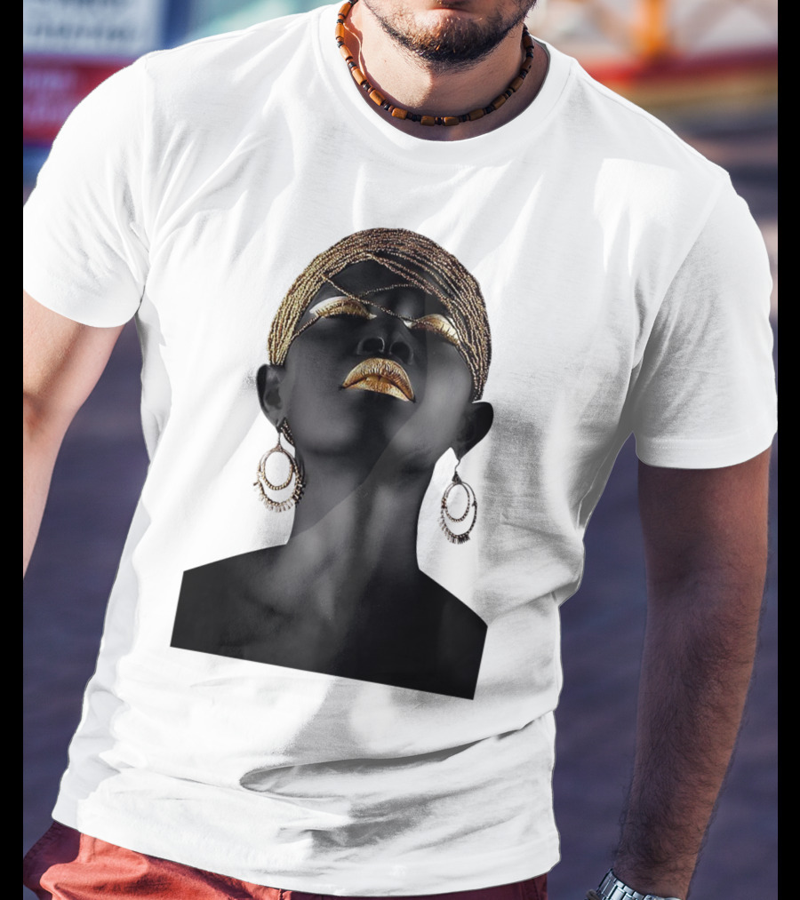 Afrocentric Midnight Queen Regal Gold Embellishments T-Shirt