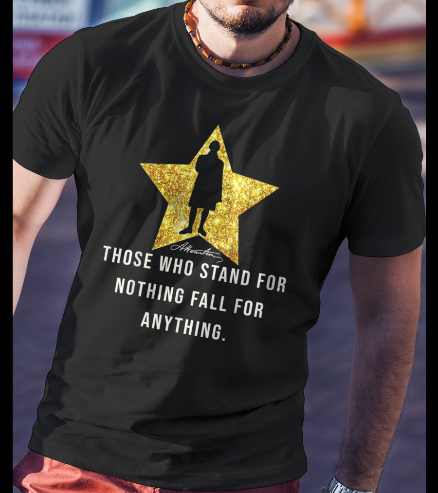 Alexander Hamilton Signature Silhouette Gold Star Quote History T-Shirt