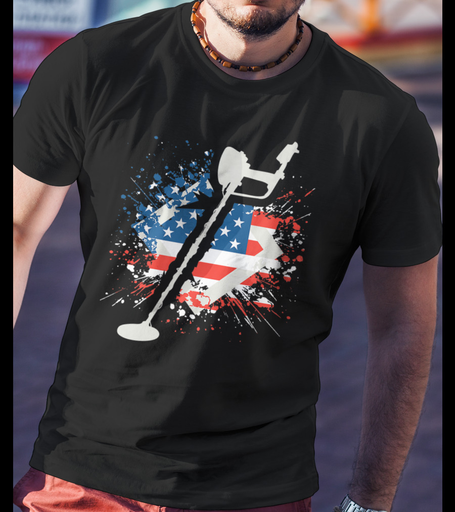 American Pride Patriotic Flag Metal Detector T-Shirt