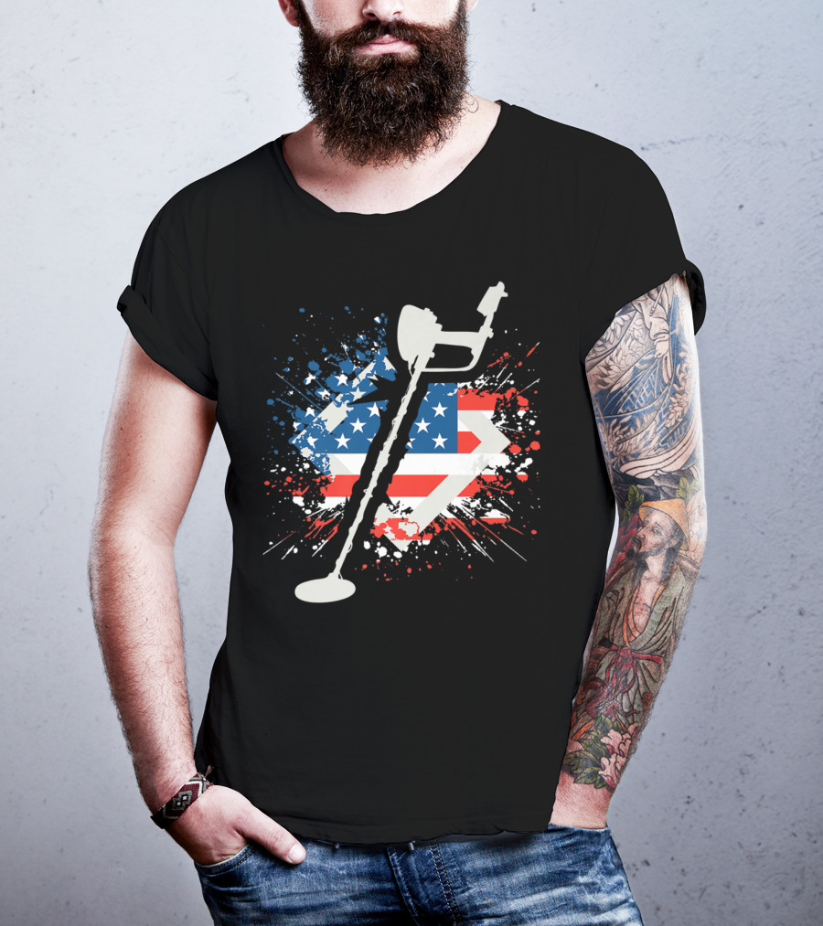 American Pride Patriotic Flag Metal Detector T-Shirt