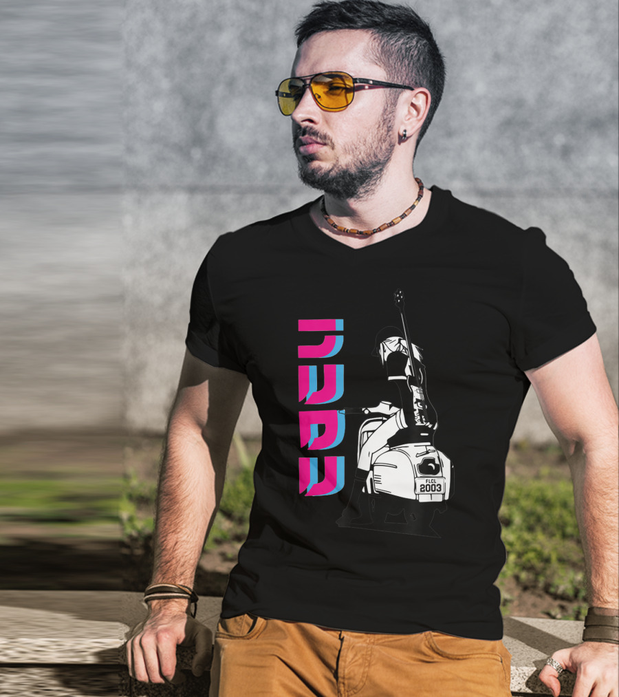 FLCL Fooly Cooly Vespa Rider With Guitar 2003 T-Shirt