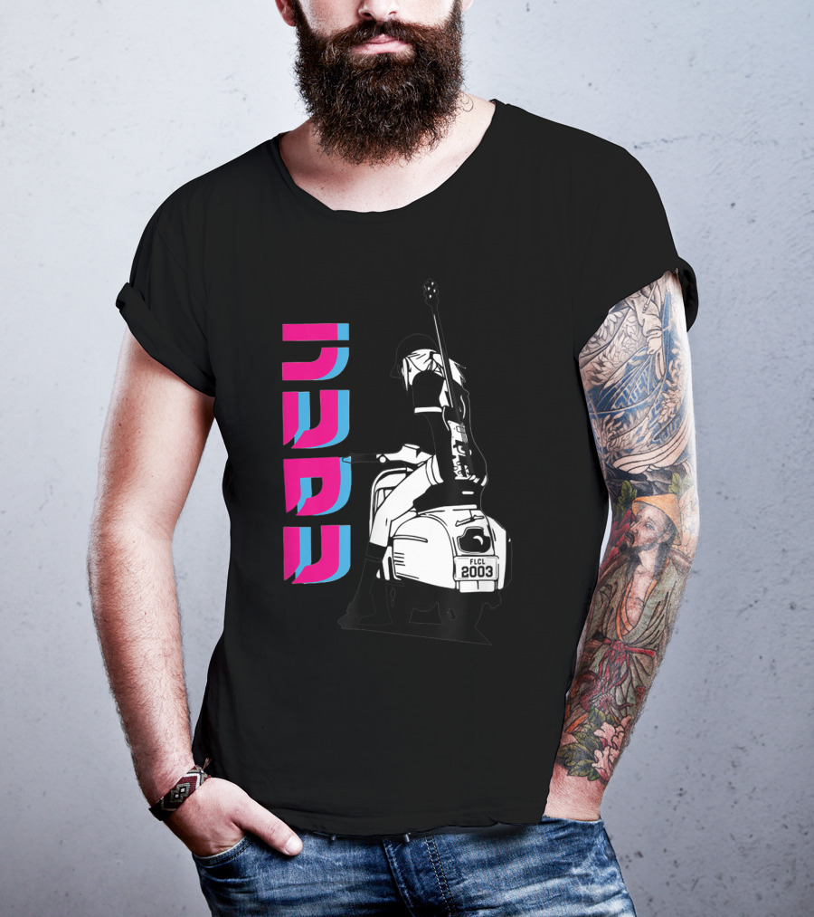 FLCL Fooly Cooly Vespa Rider With Guitar 2003 T-Shirt