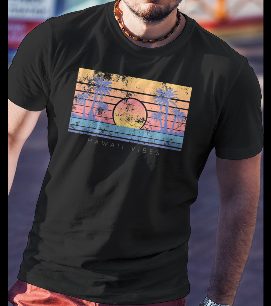 Hawaii Vibes Sunset Palm Trees T-Shirt