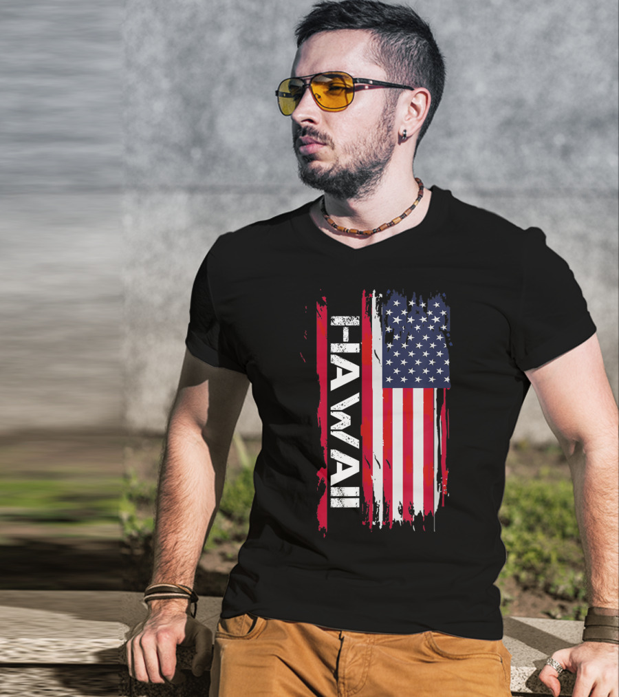Hawaii USA Flag Vertical Stripes T-Shirt