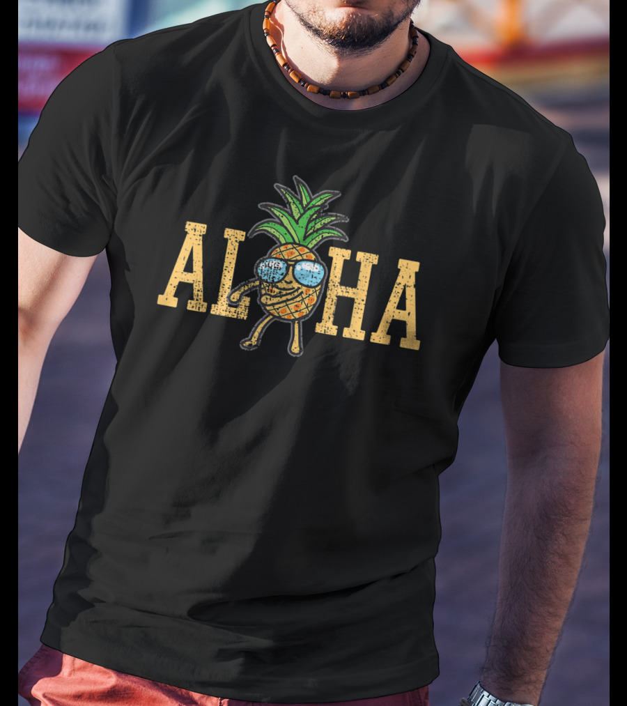 Aloha Hawaiian Flossing Pineapple With Sunglasses T-Shirt