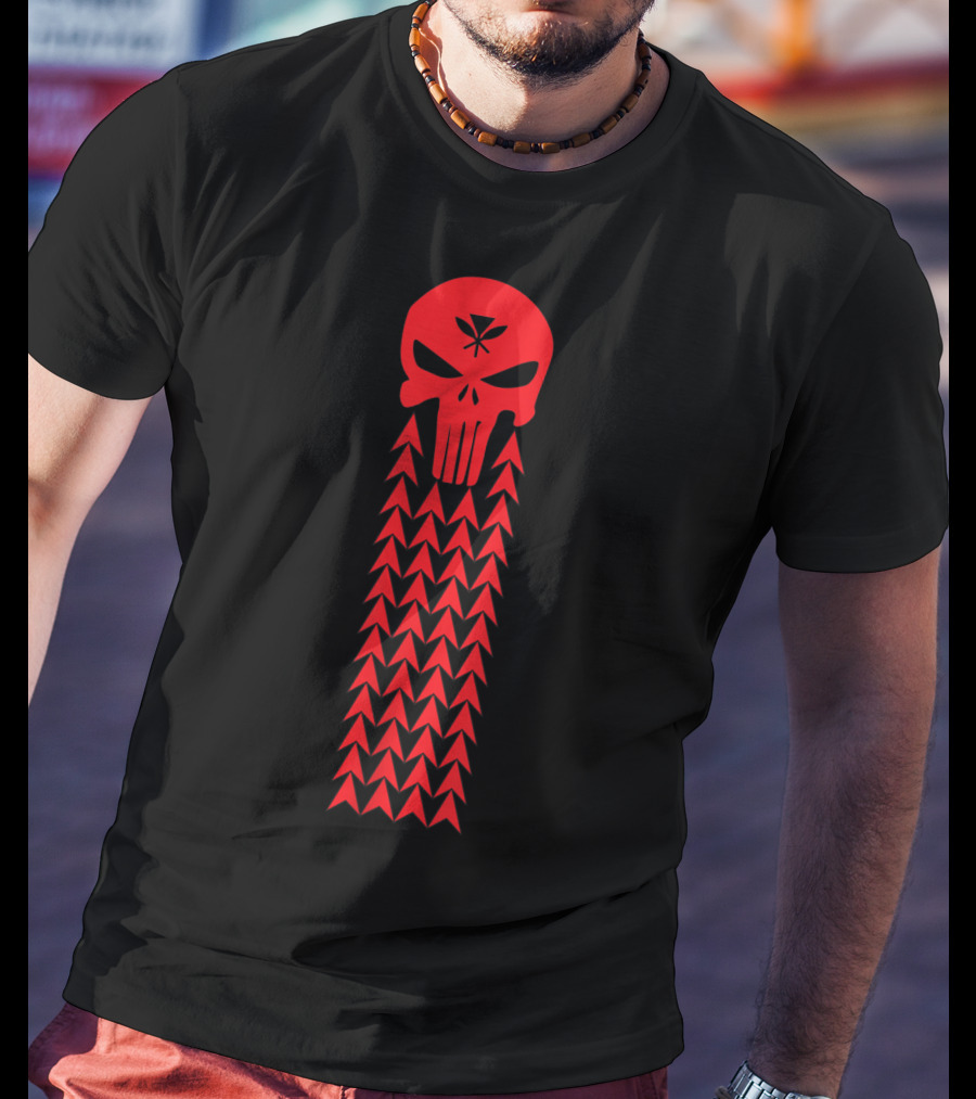 Hawaiian Islands Tribal Hawaii Punisher Skullái T-Shirt