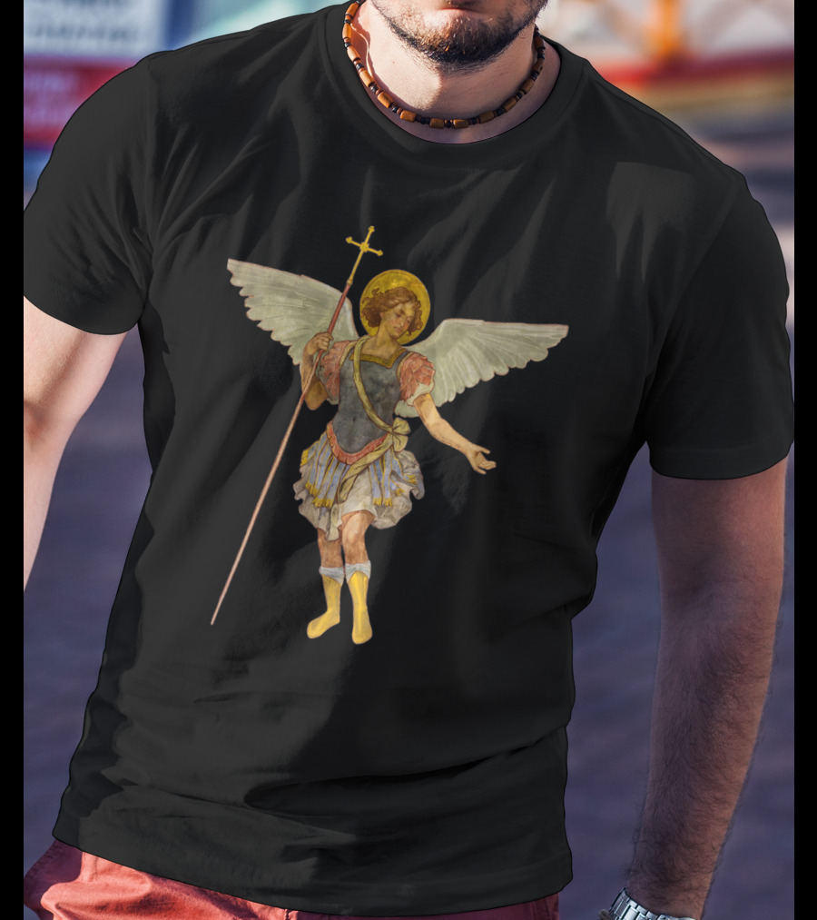 Beautiful Guardian Angel St Michael With Wings And Halo Protection T-Shirt