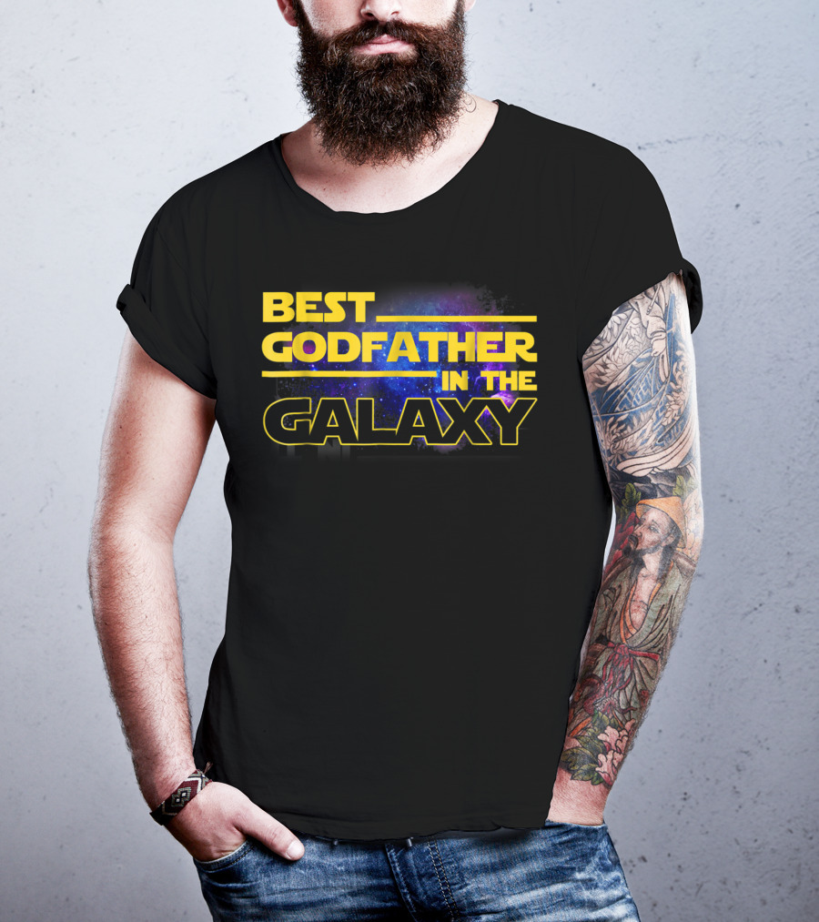 Best Godfather In The Galaxy Star Wars Inspired Text T-Shirt