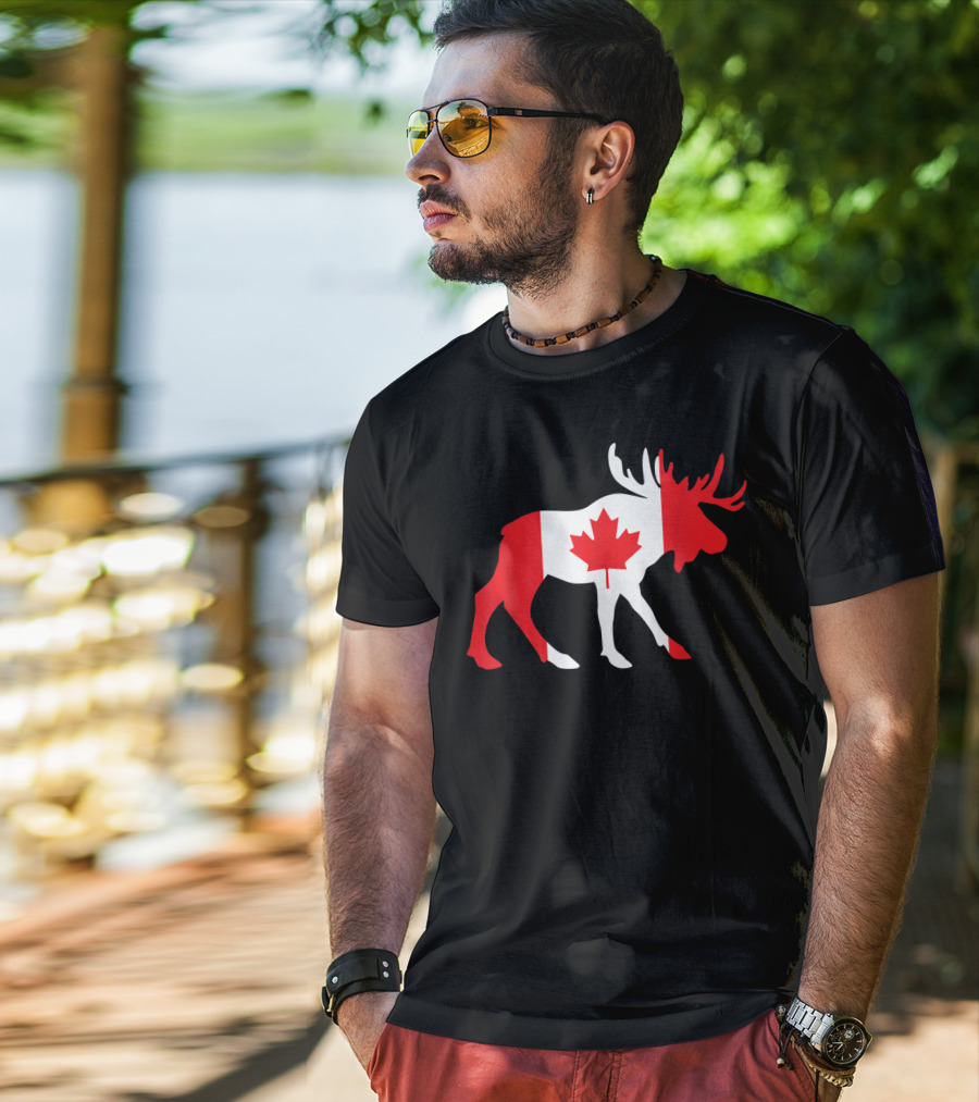 Canada Moose Flag Maple Leaf T-Shirt