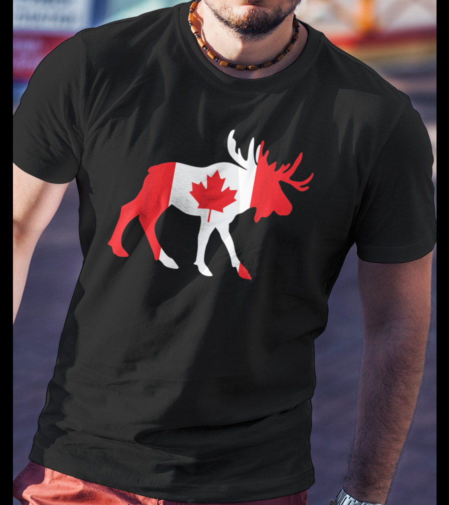 Canada Moose Flag Maple Leaf T-Shirt