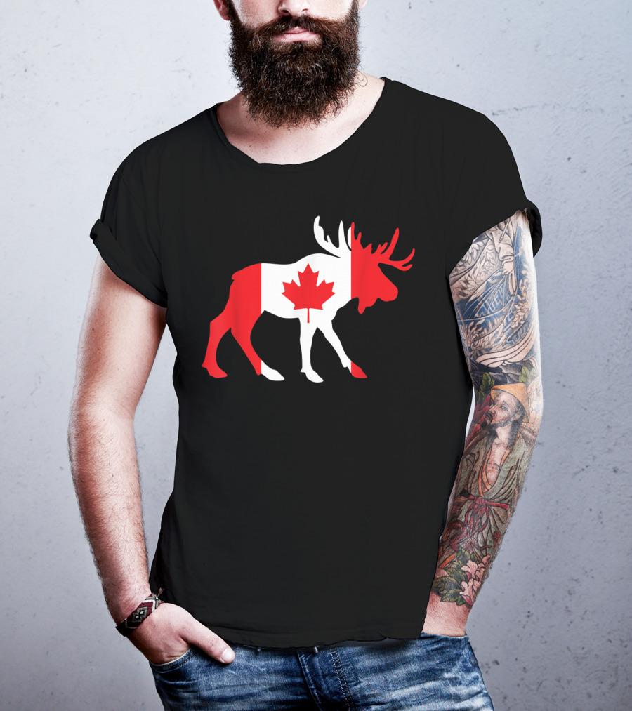 Canada Moose Flag Maple Leaf T-Shirt