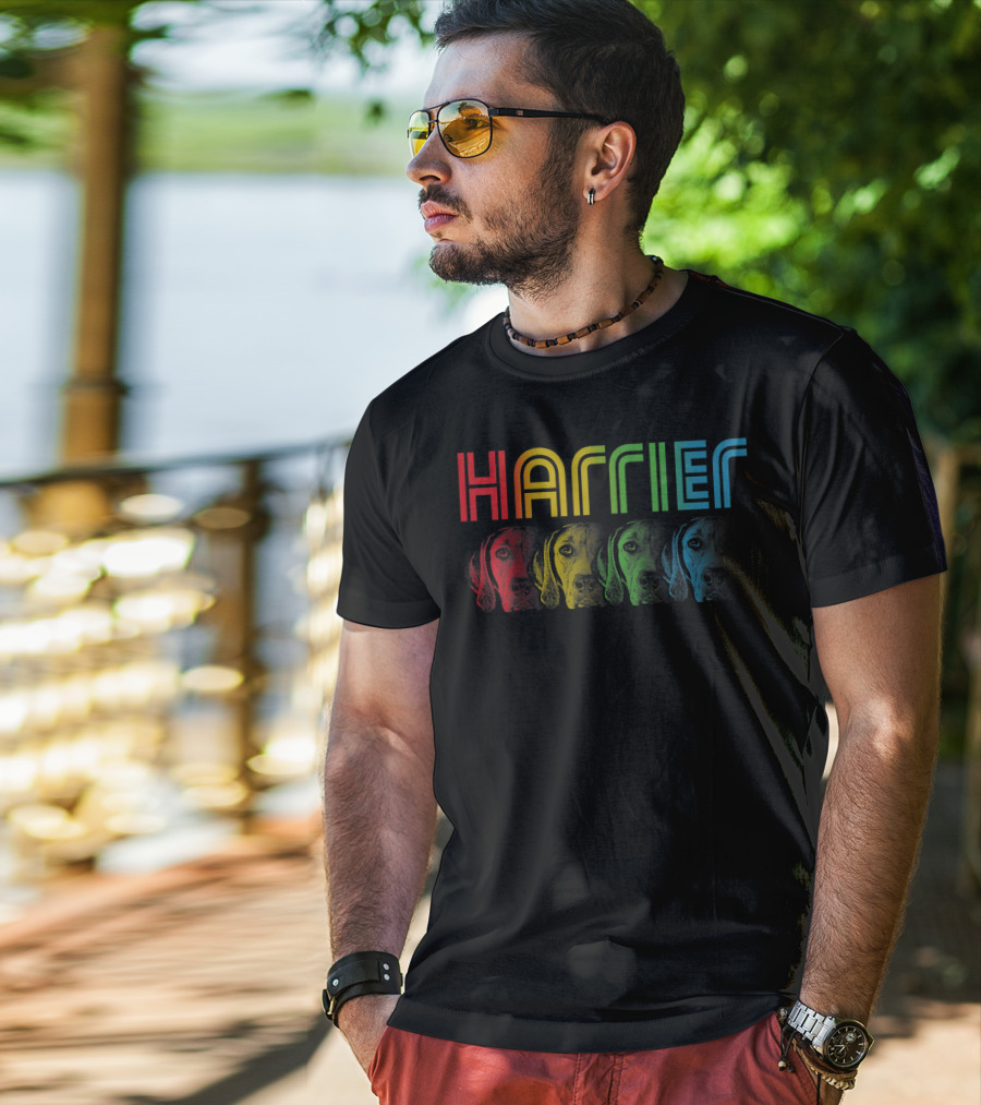 Harrier Dog Rainbow Cool Groovy T-Shirt
