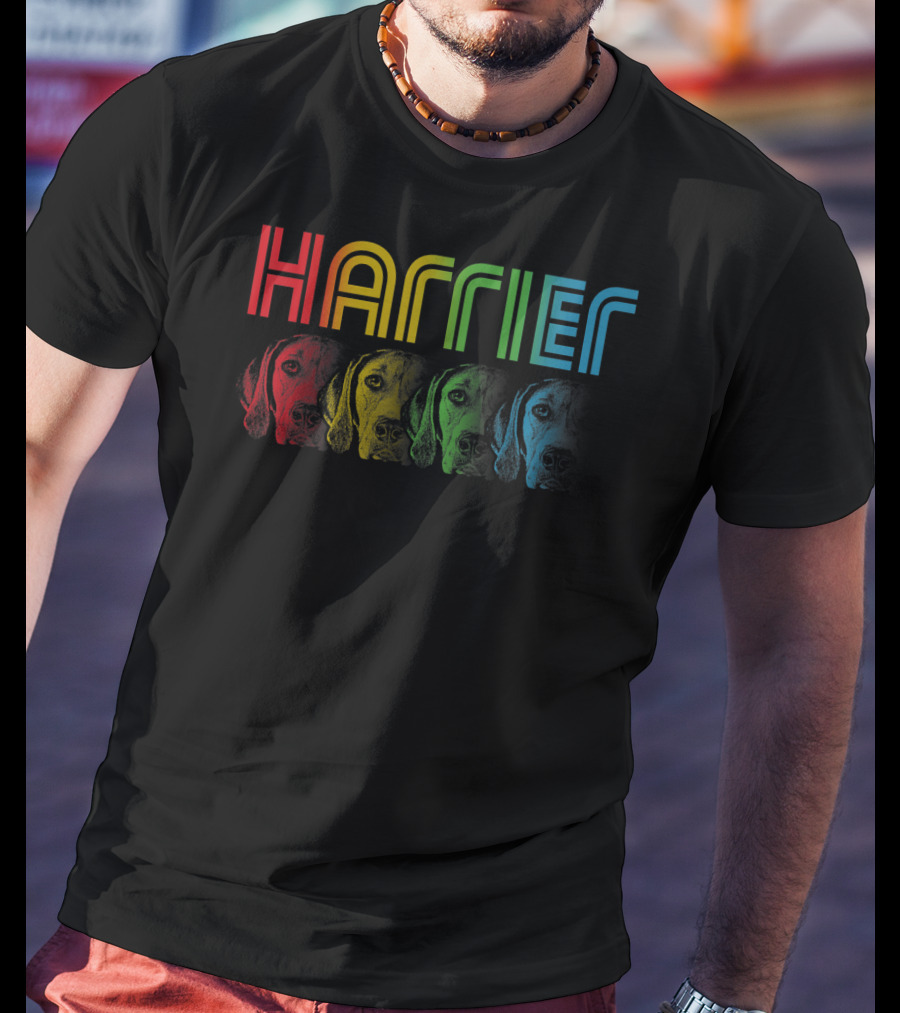 Harrier Dog Rainbow Cool Groovy T-Shirt