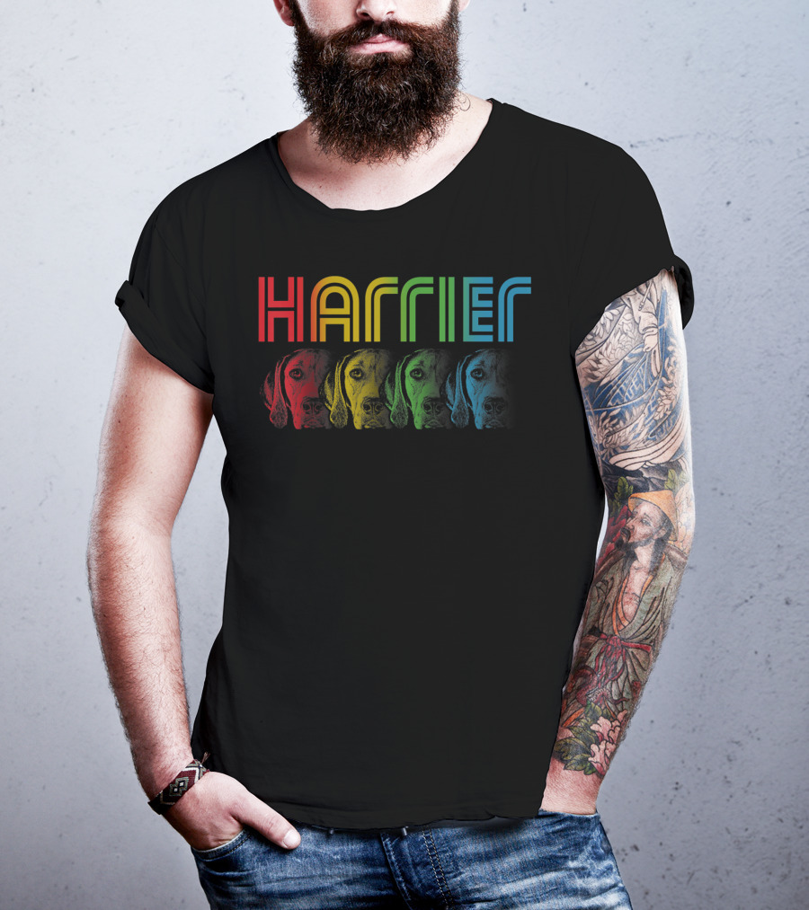 Harrier Dog Rainbow Cool Groovy T-Shirt