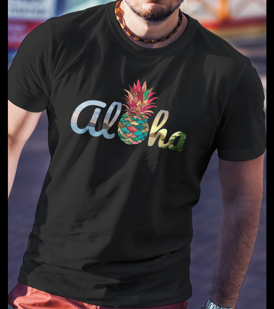 Aloha Pineapple Mermaid Coral Hawaii Girls T-Shirt