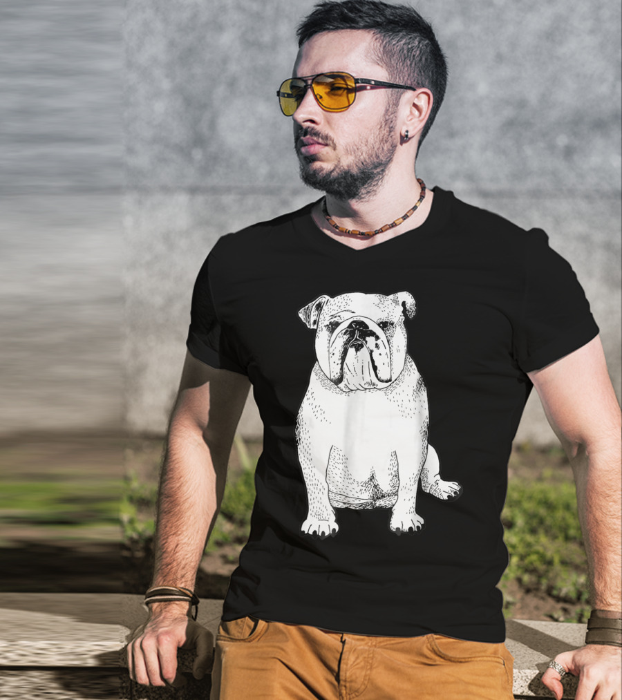 English Bulldog Dog Lover Owner Art Sketch T-Shirt