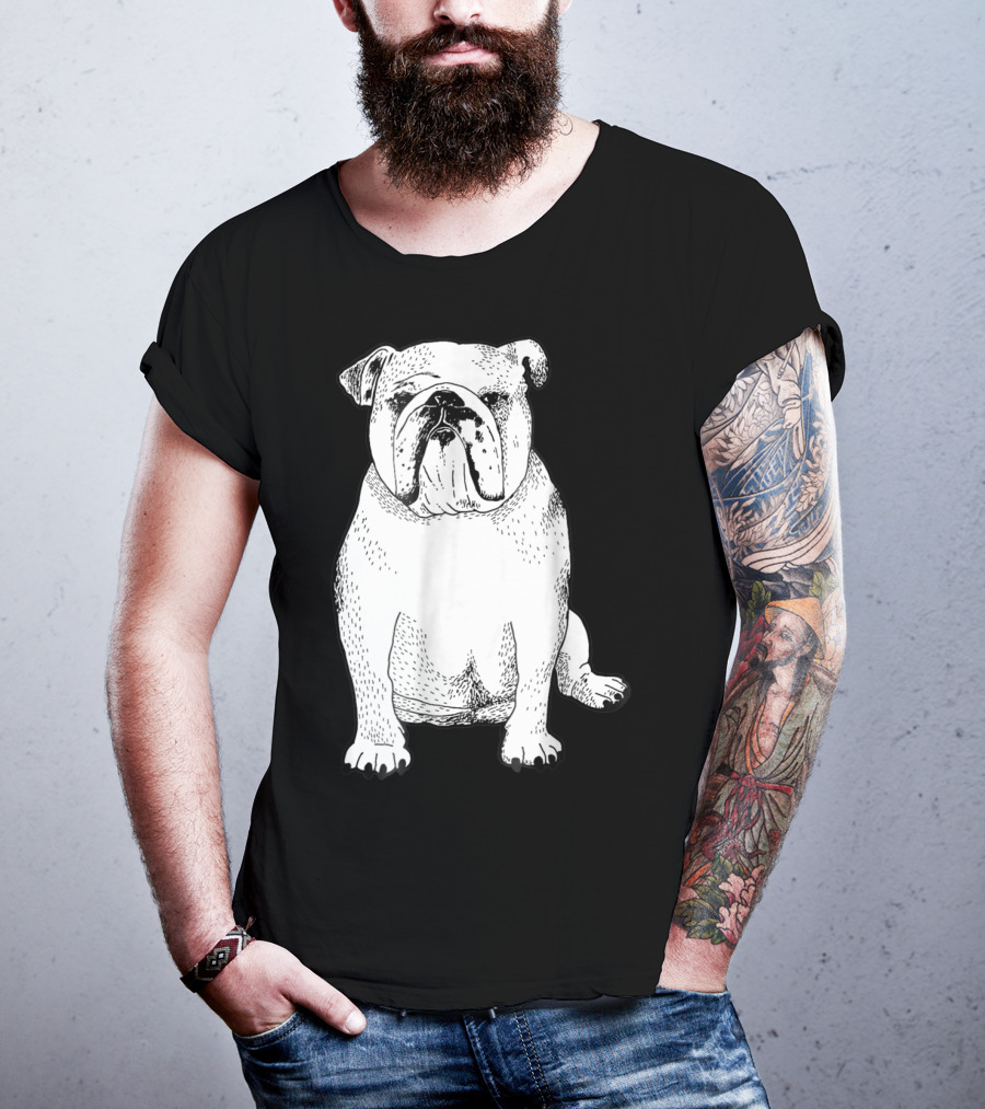 English Bulldog Dog Lover Owner Art Sketch T-Shirt