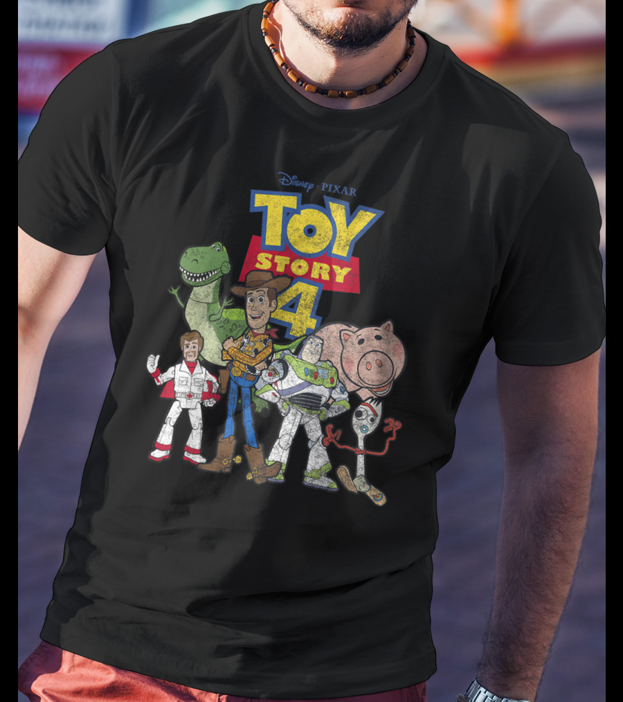 Disney Pixar Toy Story 4 Woody Buzz Rex Hamm Forky Duke Caboom T-Shirt