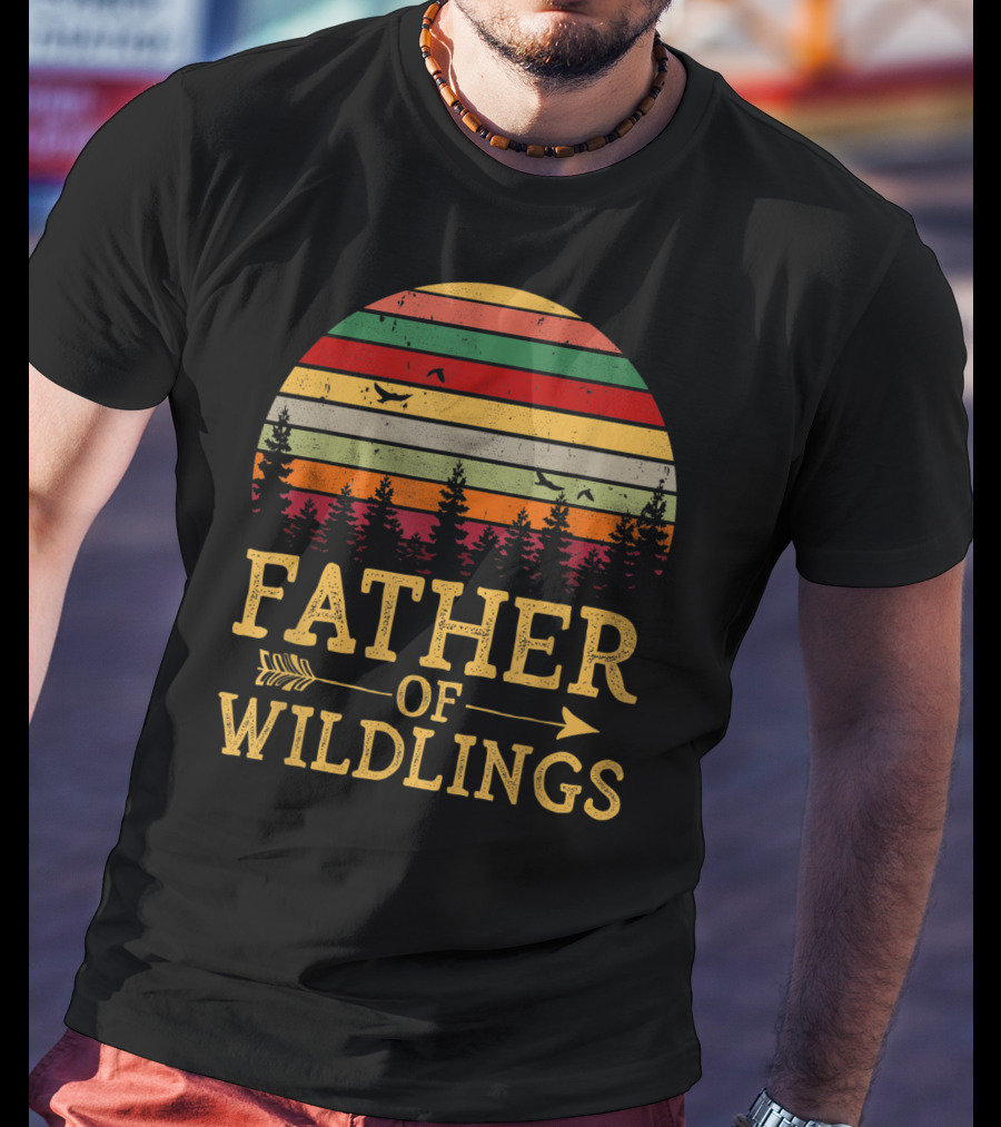 Father Of Wildlings Sunset Vintage Arrow Forest T-Shirt