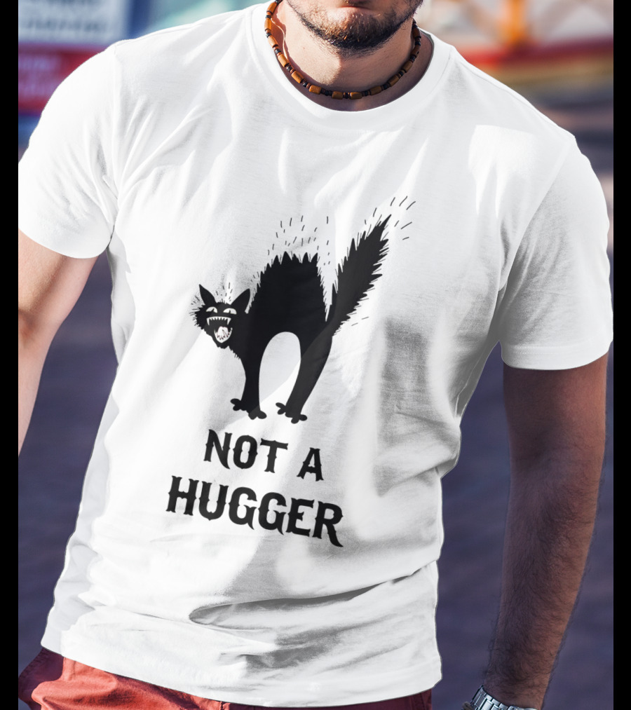 Not A Hugger Angry Black Cat T-Shirt