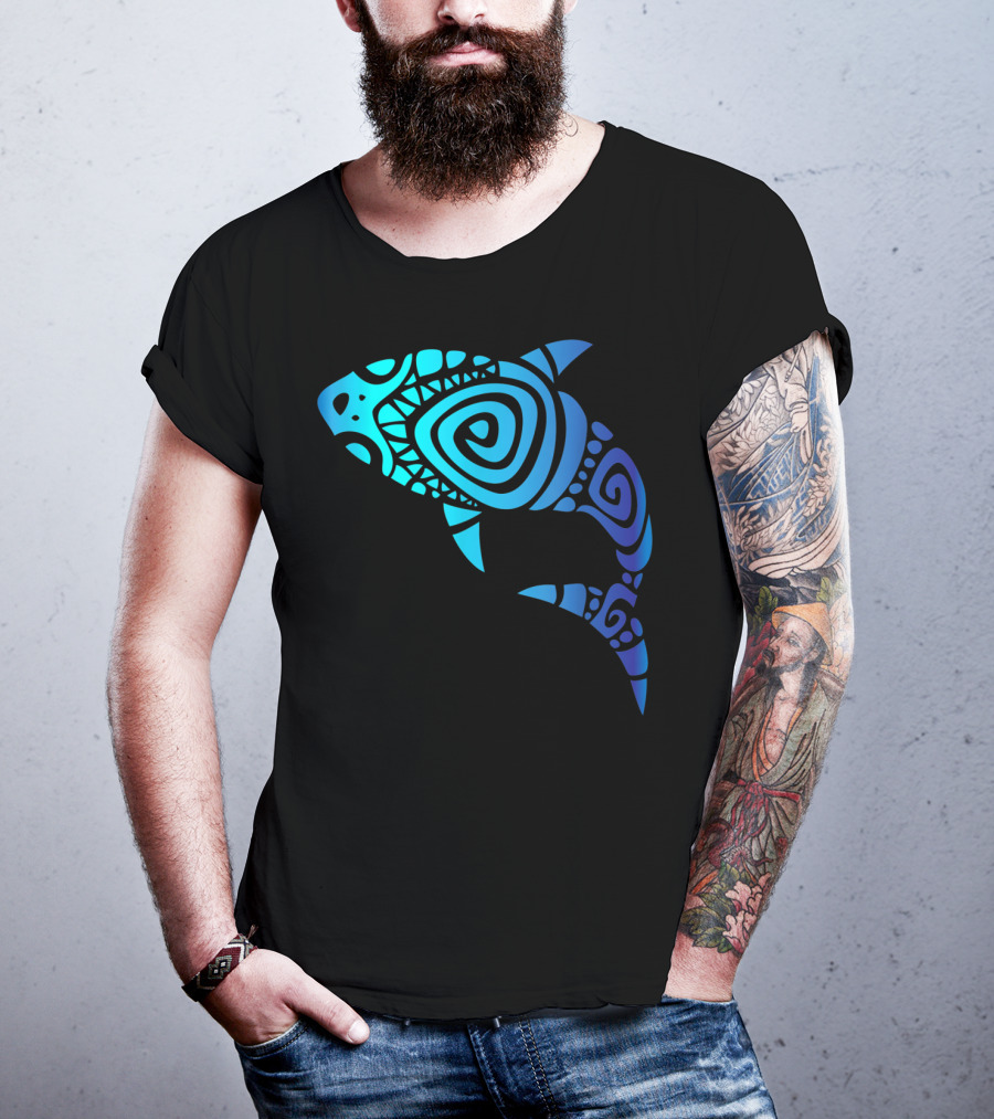 Hawaii Mano Tribal Shark Lover Week Spiral T-Shirt
