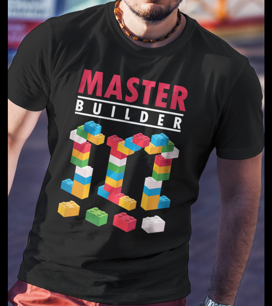 Master Builder Colorful Building Blocks Iconic T-Shirt