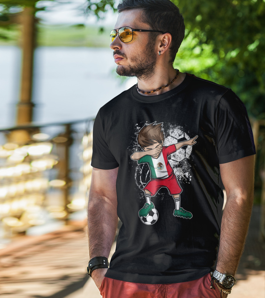Dabbing Boy Mexico Soccer Mexican Jersey Football Player T-Shirt