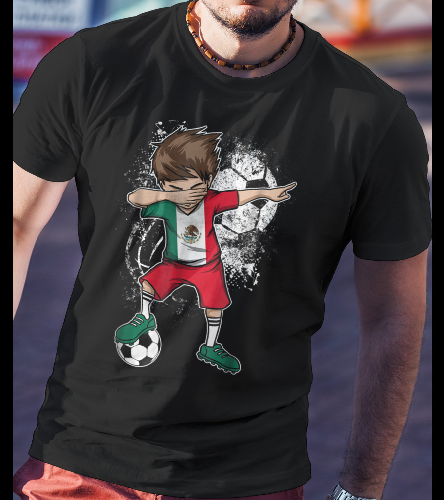 Dabbing Boy Mexico Soccer Mexican Jersey Football Player T-Shirt