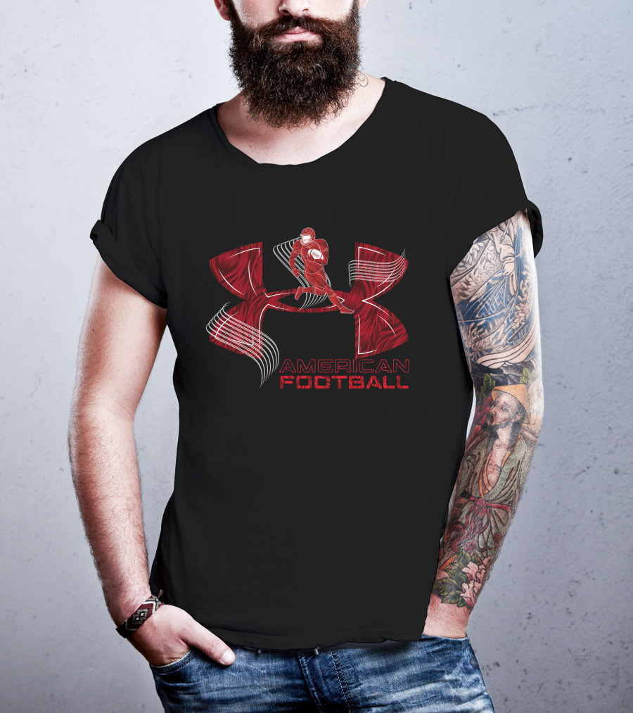 American Football Under Armor-Inspired Red Player T-Shirt