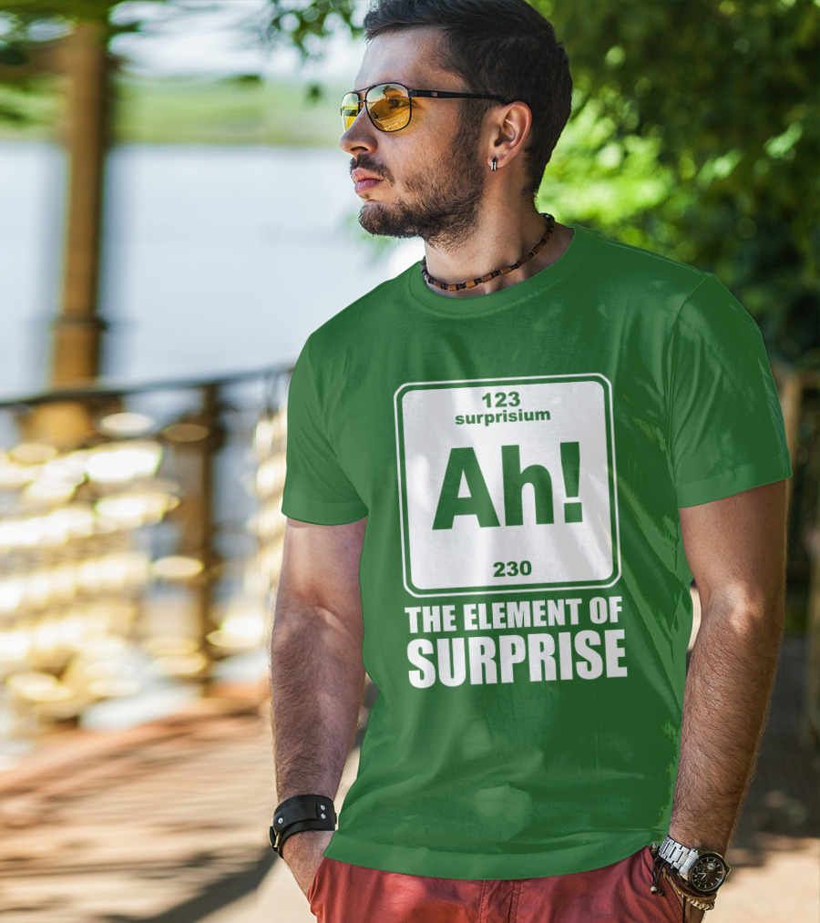Element Of Surprise Periodic Table Parody Ah Surpriseium 123 230 Ah T-Shirt