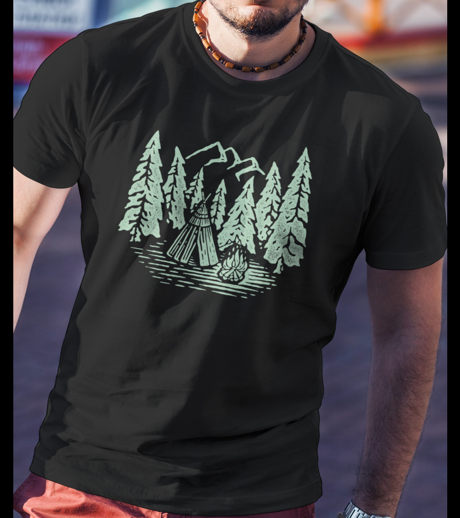 Campfire In A Forest Of Jungle Trees T-Shirt