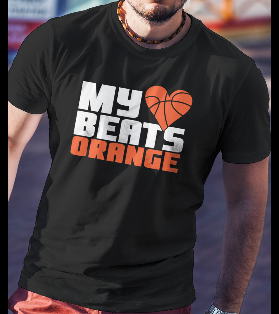 My Heart Beats Orange Basketball T-Shirt